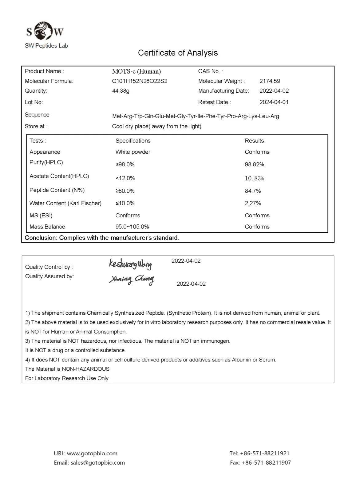 Where To Buy MOTS-C 40mg For Sale Online Australia