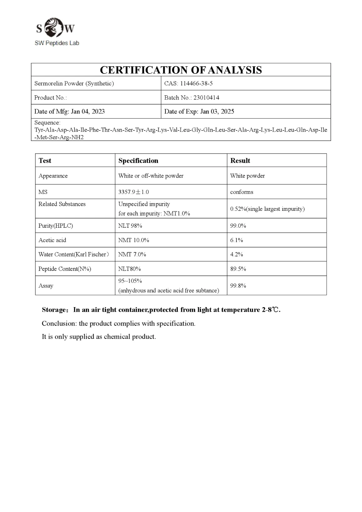 Buy Sermorelin Acetate 5mg For Sale Online Australia